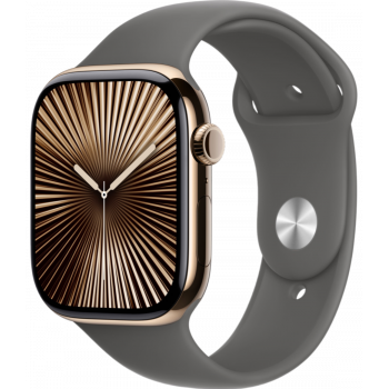 Умные часы Apple Watch Series 10 GPS + Cellular 46mm Titanium Gold Case with Stone Gray Sport Band (размер M/L)