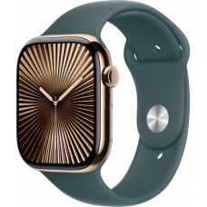 Умные часы Apple Watch Series 10 GPS + Cellular 42mm Titanium Gold Case with Lake Green Sport Band (размер S/M)