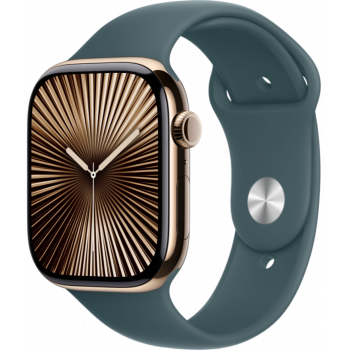 Умные часы Apple Watch Series 10 GPS + Cellular 46mm Titanium Gold Case with Lake Green Sport Band (размер M/L)