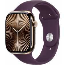 Умные часы Apple Watch Series 10 GPS + Cellular 46mm Titanium Gold Case with Plum Sport Band (размер S/M)