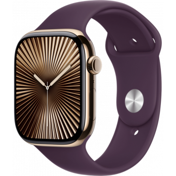 Умные часы Apple Watch Series 10 GPS + Cellular 46mm Titanium Gold Case with Plum Sport Band (размер M/L)