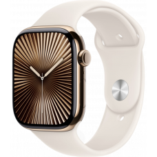 Умные часы Apple Watch Series 10 GPS + Cellular 42mm Titanium Gold Case with Starlight Sport Band (размер S/M)