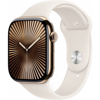 Умные часы Apple Watch Series 10 GPS + Cellular 46mm Titanium Gold Case with Starlight Sport Band (размер M/L)