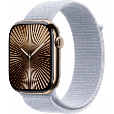 Умные часы Apple Watch Series 10 GPS + Cellular 42mm Titanium Gold Case with Blue Cloud Textile Sport Loop