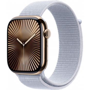 Умные часы Apple Watch Series 10 GPS + Cellular 42mm Titanium Gold Case with Blue Cloud Textile Sport Loop