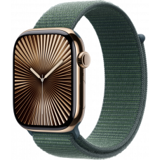 Умные часы Apple Watch Series 10 GPS + Cellular 42mm Titanium Gold Case with Lake Green Textile Sport Loop