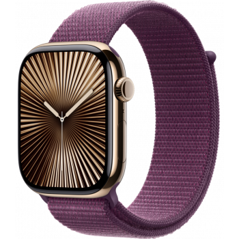 Умные часы Apple Watch Series 10 GPS + Cellular 42mm Titanium Gold Case with Plum Textile Sport Loop