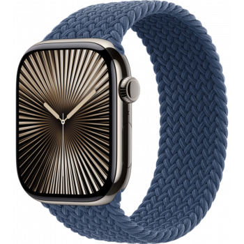 Умные часы Apple Watch Series 10 GPS + Cellular 42mm Titanium Natural Case with Denim Textile Braided Solo Loop