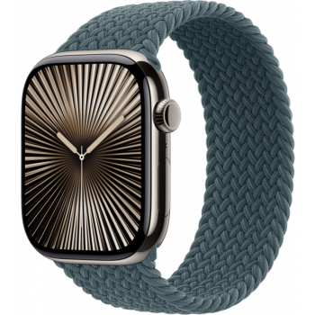 Умные часы Apple Watch Series 10 GPS + Cellular 46mm Titanium Natural Case with Lake Green Textile Braided Solo Loop