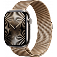 Умные часы Apple Watch Series 10 GPS + Cellular 42mm Titanium Natural Case with Deep Gold Milanese Loop