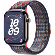 Умные часы Apple Watch Series 10 GPS + Cellular 42mm Titanium Natural Case with Blue/Red Textile Nike Sport Loop