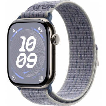 Умные часы Apple Watch Series 10 GPS + Cellular 42mm Titanium Natural Case with Grey/Blue Textile Nike Sport Loop