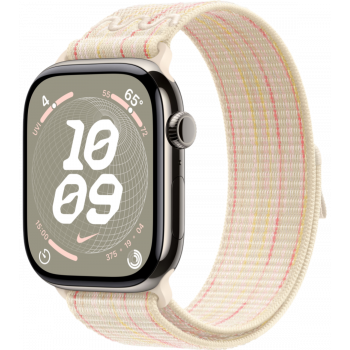 Умные часы Apple Watch Series 10 GPS + Cellular 42mm Titanium Natural Case with Starlight/Pink Textile Nike Sport Loop