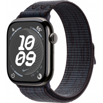 Умные часы Apple Watch Series 10 GPS + Cellular 46mm Titanium Slate Case with Black/Blue Textile Nike Sport Loop