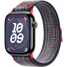 Умные часы Apple Watch Series 10 GPS + Cellular 42mm Titanium Slate Case with Blue/Red Textile Nike Sport Loop