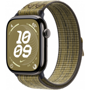 Умные часы Apple Watch Series 10 GPS + Cellular 42mm Titanium Slate Case with Green/Grey Textile Nike Sport Loop