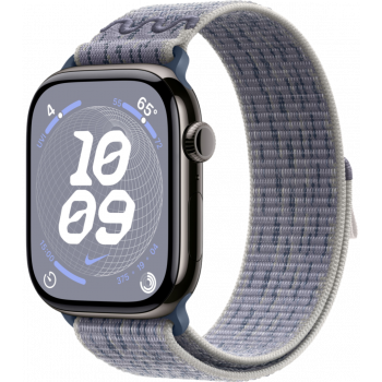 Умные часы Apple Watch Series 10 GPS + Cellular 46mm Titanium Slate Case with Grey/Blue Textile Nike Sport Loop