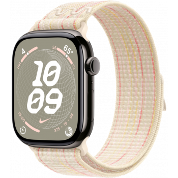 Умные часы Apple Watch Series 10 GPS + Cellular 42mm Titanium Slate Case with Starlight/Pink Textile Nike Sport Loop