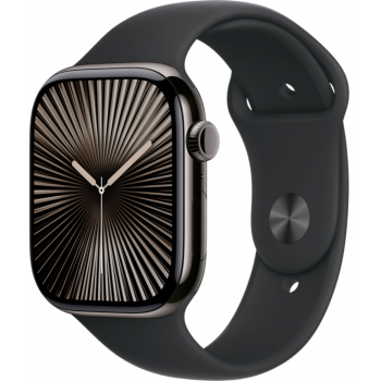 Умные часы Apple Watch Series 10 GPS + Cellular 42mm Titanium Slate Case with Black Sport Band (размер S/M)