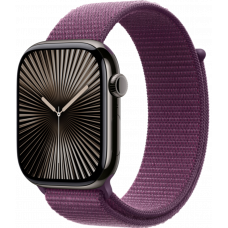 Умные часы Apple Watch Series 10 GPS + Cellular 42mm Titanium Slate Case with Plum Textile Sport Loop