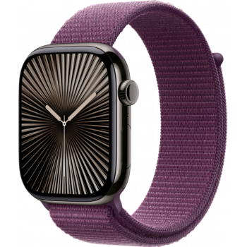 Умные часы Apple Watch Series 10 GPS + Cellular 42mm Titanium Slate Case with Plum Textile Sport Loop