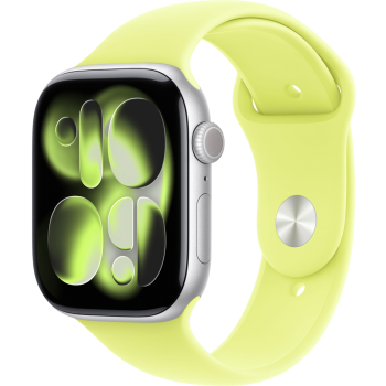 Умные часы Apple Watch Series 11 42mm Aluminum Silver Case with Neon Yellow Sport Band (размер S/M)