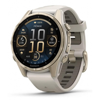 Умные часы Garmin Fenix 8 43 мм AMOLED Sapphire Soft Gold with Fog Gray/Dark Sandstone Silicone Band