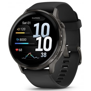Часы Garmin Venu 4 - 45mm Slate / Black Silicone
