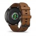 Часы Garmin Venu 4 - 45mm Slate / Black Silicone / Brown Leather Band