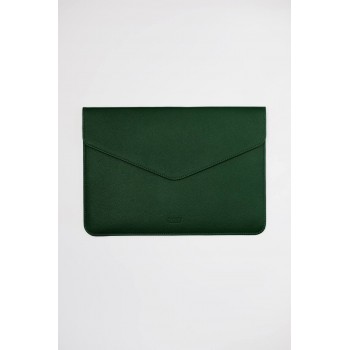 Чехол-конверт кожаный DOST Leather co. для MacBook Air 13"/Pro 13"  2017-2020г. (Цвет: Изумруд)
