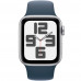 Умные часы Apple Watch SE 2023 GPS 40mm Silver Aluminium Case with Storm Blue Sport Band (MRE23)