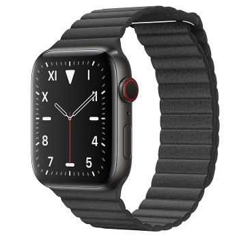 Часы Apple Watch Edition Series 5 GPS + Cellular 44mm Space Black Titanium Case with Black Leather Loop 