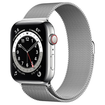 Часы Apple Watch Series 6 GPS+Cellular 44mm Silver Stainless Steel Case with Silver Milanese Loop 
