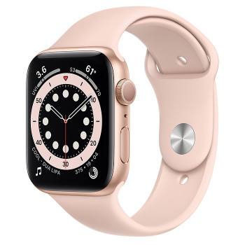 Часы Apple Watch Series 6 GPS 44mm Gold Aluminum Case with Pink Sand Sport Band M00E3