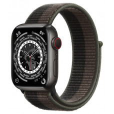 Умные часы Apple Watch Series 7 GPS + Cellular 45mm Space Black Titanium Case with Tornado/Gray Sport Loop (ML8A3)