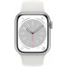 Умные часы Apple Watch Series 8 GPS+Cellular 45mm Silver Aluminium Case with White Sport Band MP4J3