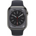 Умные часы Apple Watch Series 8 GPS+Cellular 45mm Graphite Stainless Steel Case with Midnight Sport Band MNKU3