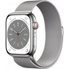 Умные часы Apple Watch Series 8 GPS+Cellular 45mm Silver Stainless Steel Case with Silver Milanese Loop MNKJ3
