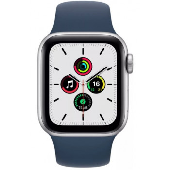Часы Apple Watch SE GPS 44mm Silver Aluminum Case with Abyss Blue Sport Band MKQ43