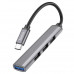 USB Хаб (HB26) c Type-C на 1 USB 3.0 + 3 USB 2.0, HOCO, металлический серый