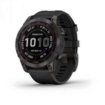 Умные часы Garmin Fenix 7 Sapphire Solar Carbon Gray DLC titanium with black band (010-02540-21)