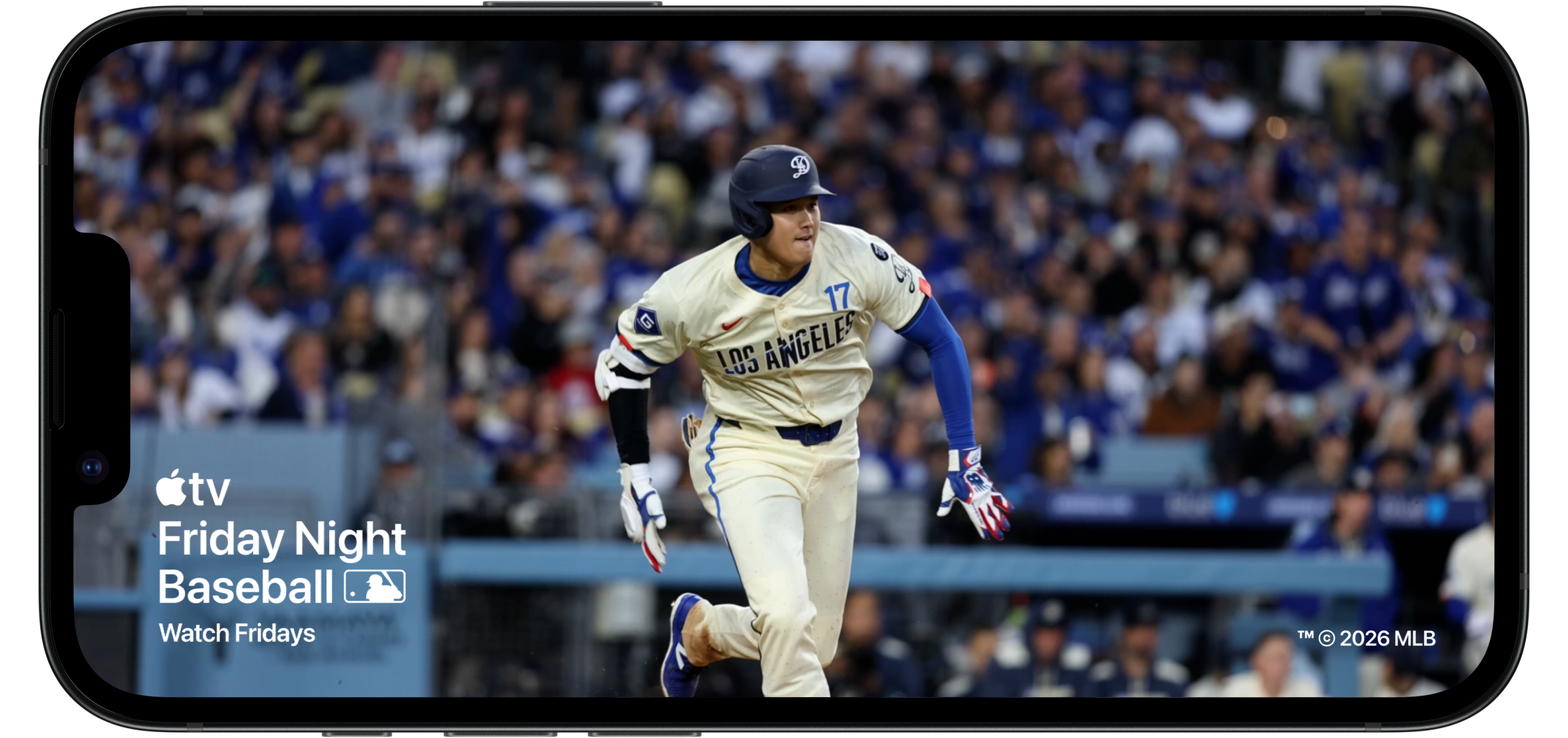 Экран iPhone 17e с трансляцией Apple TV Friday Night Baseball Экран iPhone 17e с трансляцией Apple TV Friday Night Baseball