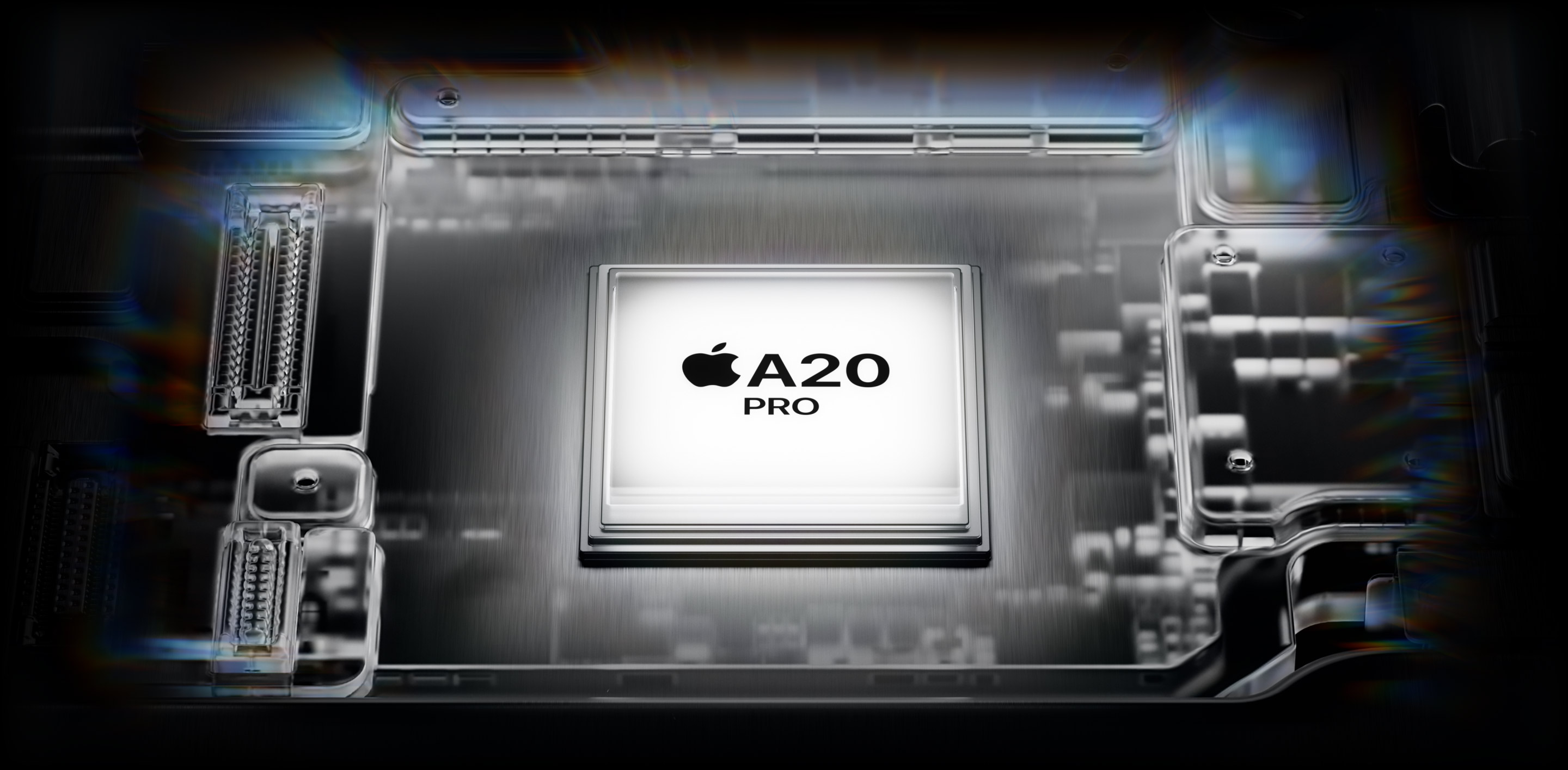 Иллюстрация чипа Apple A20 Pro внутри корпуса iPhone 18 Pro