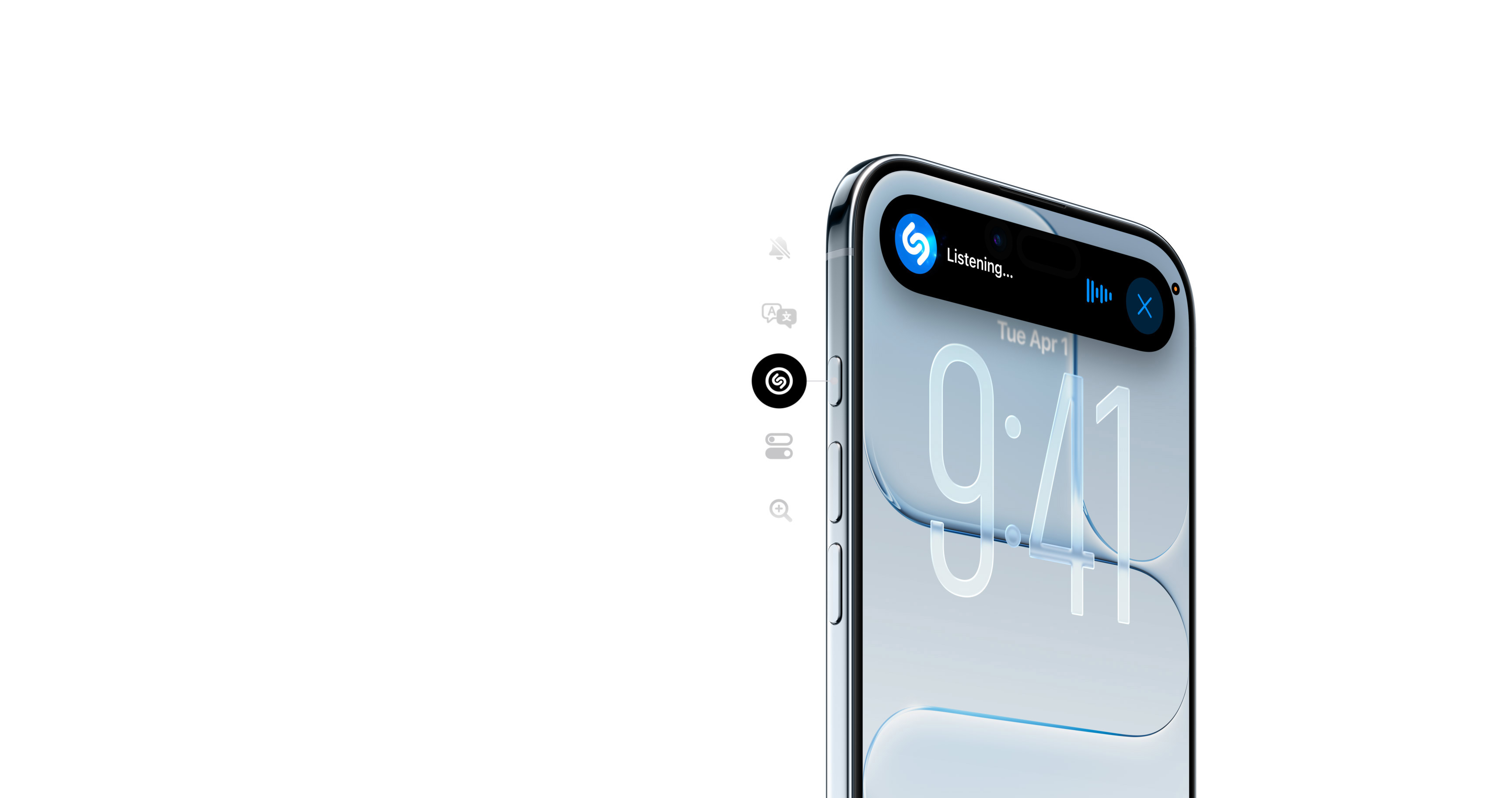 Экран блокировки iPhone Air с активным распознаванием музыки Shazam