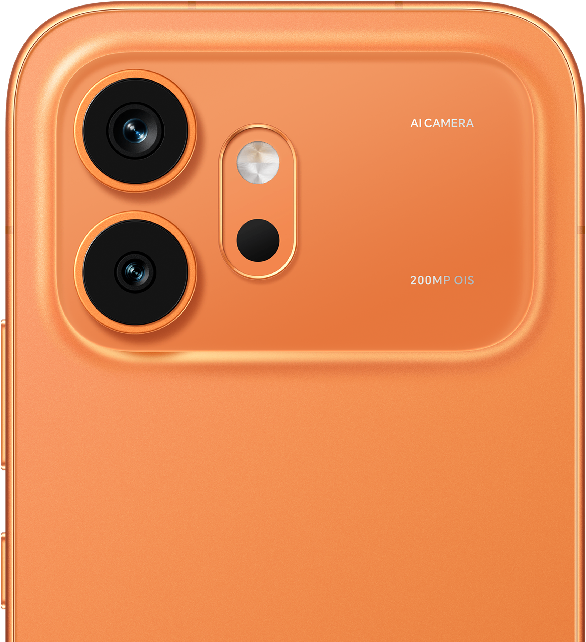 Камера Honor 600 в цвете Orange крупным планом с подписью 200MP OIS Камера Honor 600 в цвете Orange крупным планом с подписью 200MP OIS