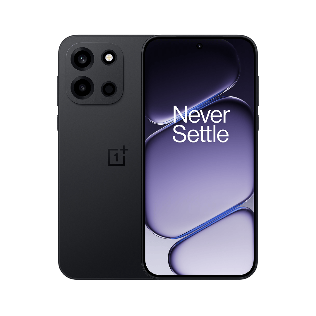 OnePlus Nord 6 в цвете Pitch Black, вид спереди и сзади