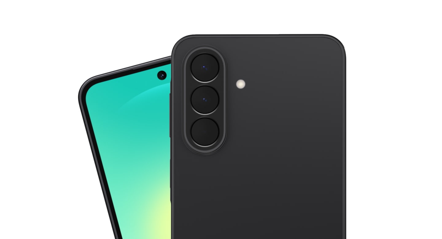 Задняя камера Samsung Galaxy A27 5G крупным планом на чёрном и зелёном корпусах