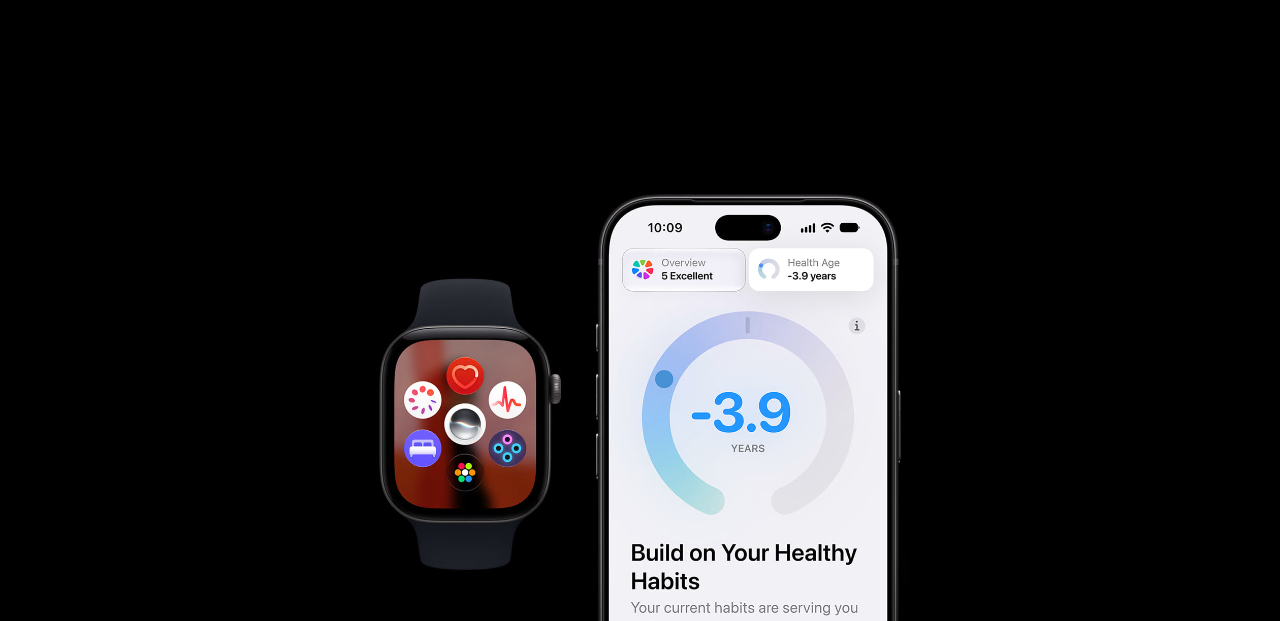 Apple Watch Series 12 и iPhone с общим обзором показателей здоровья
