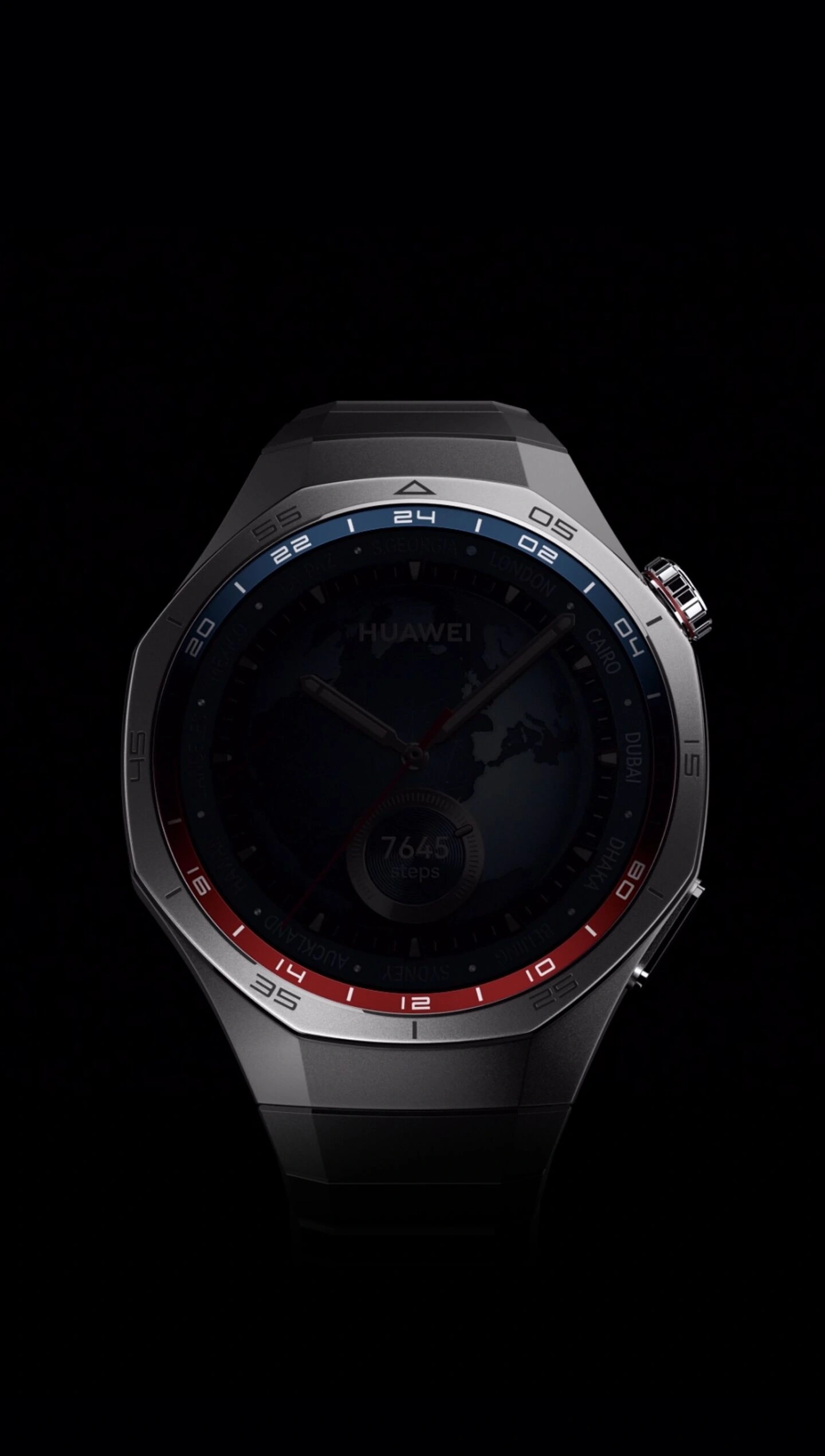 Циферблат с городами часовых поясов на умных часах HUAWEI Watch GT 5 Pro 42 мм