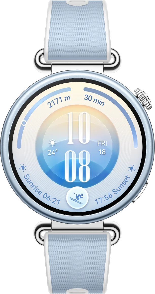 Циферблат с погодой и высотой на HUAWEI Watch GT 7 46mm с голубым ремешком